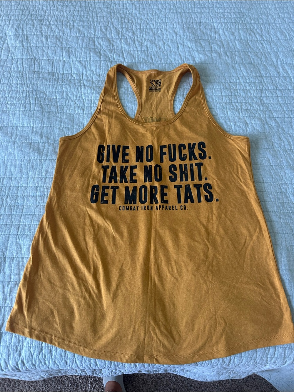Combat Iron Women’s Mustard Graphic Racerback Tank